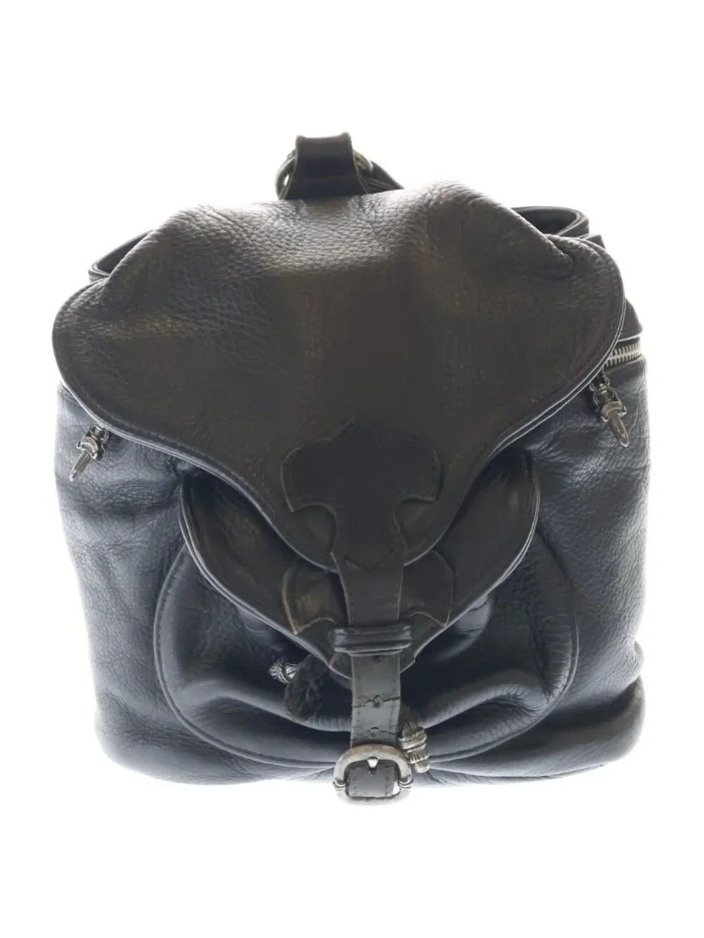 Chrome Hearts Flerknee Mini Backpack Flare Knee Daga Zip Mini Leather Black